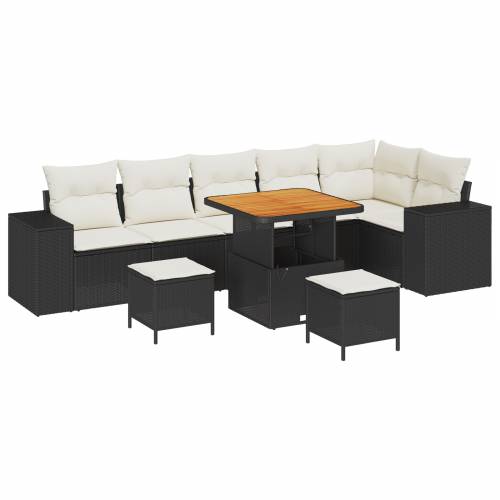 9-dijelni vrtni sofa set s jastučićima crni poli ratan akacija Cijena