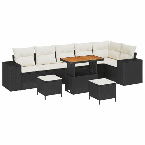set od 9 komada vrtnog sofa s jastučićima crni poli ratan akacija Cijena