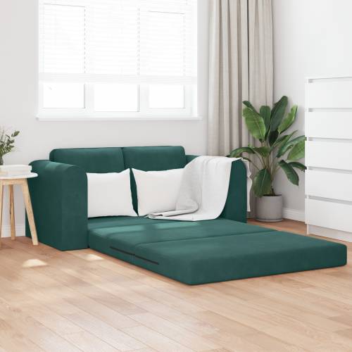 Kauč na razvlačenje 2-u-1 Tamno zeleni 148x71x83 cm Baršun Cijena