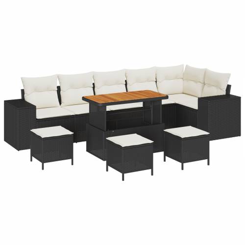 10 komadni vrtni kauč set s jastučićima crni poly rattan akacija Cijena