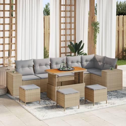 10-dijelni vrtni sofa set s jastučićima Bež Poliratan Acacia Cijena