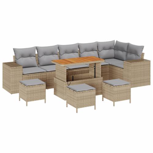 10-dijelni vrtni sofa set s jastučićima Bež Poliratan Acacia Cijena