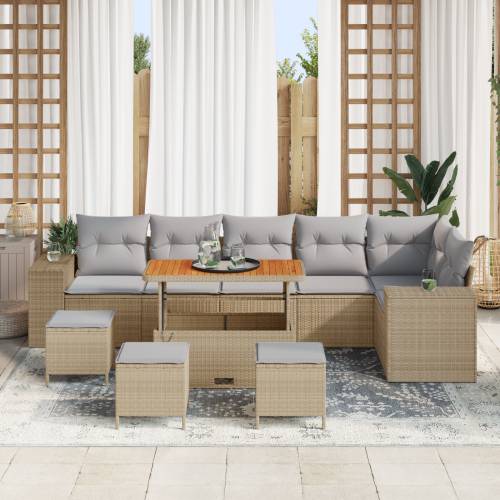 10-dijelni vrtni sofa set s jastučićima Bež Poliratan Acacia Cijena