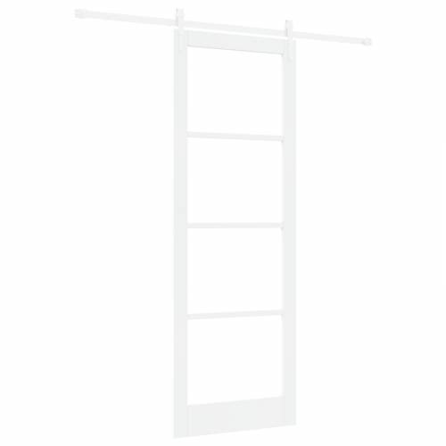 Klizna vrata s setom hardvera bijela 83x232 cm od masivnog drveta bor Cijena