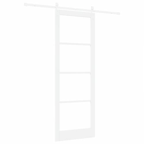 Klizna vrata s setom hardvera bijela 83x232 cm od masivnog drveta bor Cijena