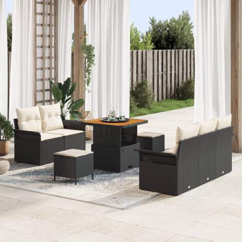 8-dijelni vrtni sofa set s jastučićima crni poli ratan akacija Cijena