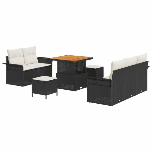 8-dijelni vrtni sofa set s jastučićima crni poli ratan akacija Cijena
