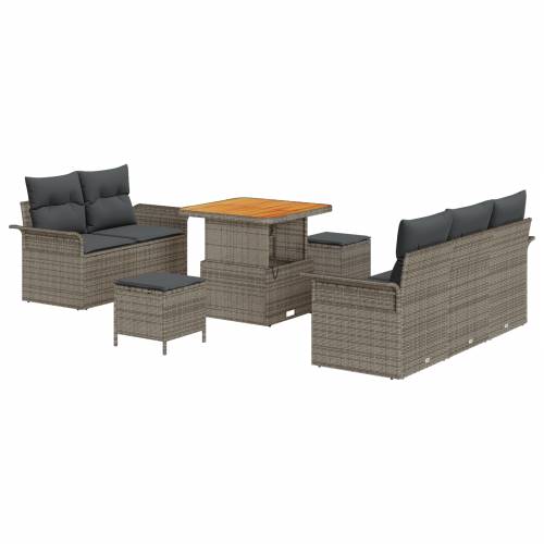 set vrtnih sofa od 8 komada s jastučićima sivi poli ratan akacija Cijena