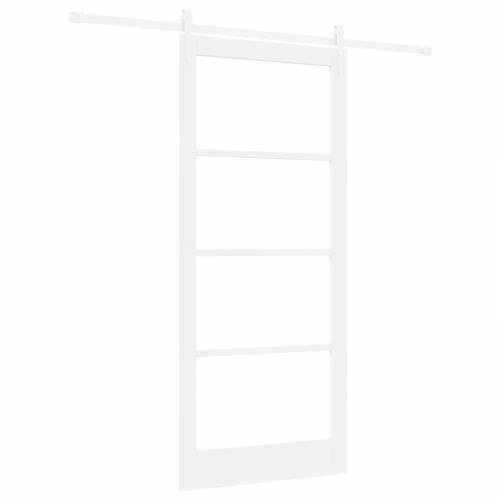 Klizna vrata s hardverom set bijela 93x211 cm od punog drva borovine Cijena