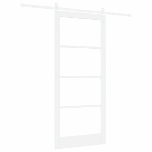 Klizna vrata s hardverom set bijela 93x211 cm od punog drva borovine Cijena