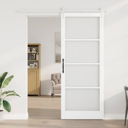 klizna vrata s kompletnim setom bijelih 93x232 cm od punog drveta bora Cijena