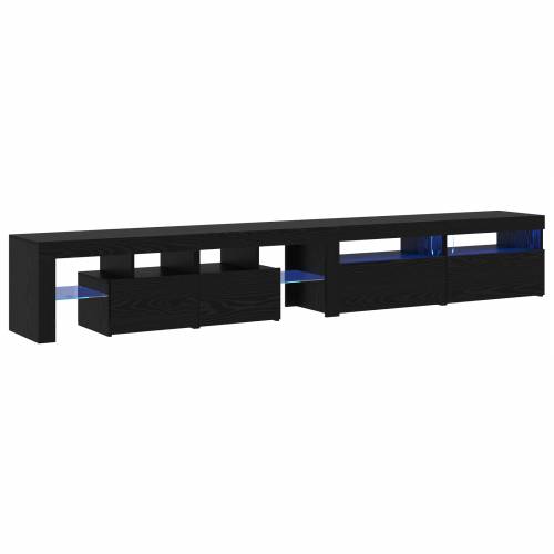 TV ormari 3 komada s LED svjetlima, crni hrast, konstruirano drvo Cijena