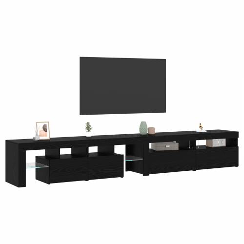 TV ormari 3 komada s LED svjetlima, crni hrast, konstruirano drvo Cijena