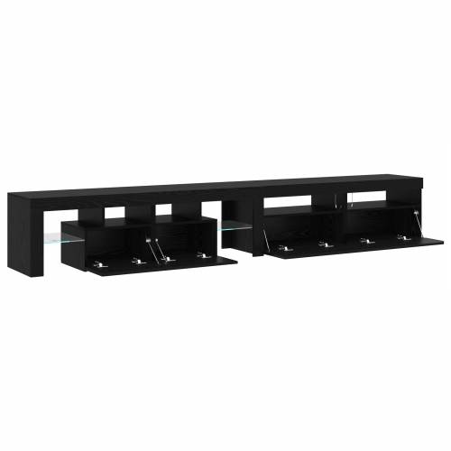 TV ormari 3 komada s LED svjetlima, crni hrast, konstruirano drvo Cijena