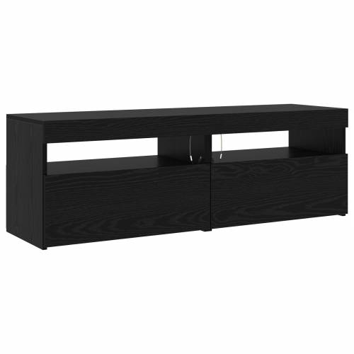 TV ormari 3 komada s LED svjetlima, crni hrast, konstruirano drvo Cijena