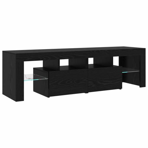 TV ormari 3 komada s LED svjetlima, crni hrast, konstruirano drvo Cijena