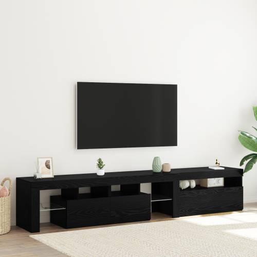 TV ormarići 2 kom. s LED svjetlima Crni hrast Konstruirano drvo Cijena