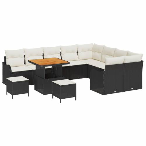 12 komporno vrtni sofa set s jastučićima crni poli ratan akacija Cijena