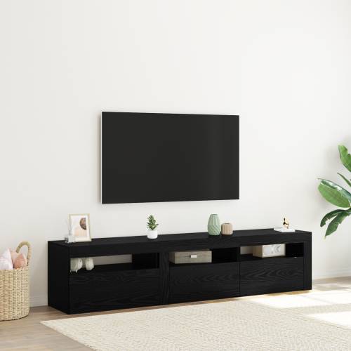 TV kabineti 2 kom sa LED svjetlima Crni hrast Kombinirano drvo Cijena