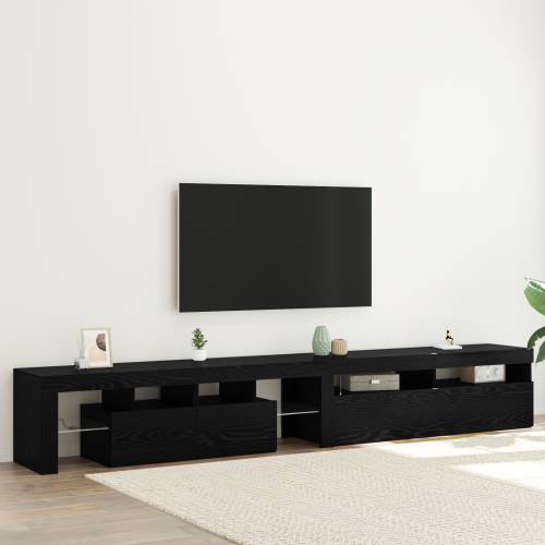 TV ormari 2 komada s LED lampicama crni hrast konstruirano drvo Cijena