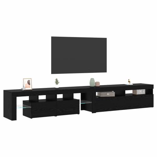 TV ormari 2 komada s LED lampicama crni hrast konstruirano drvo Cijena