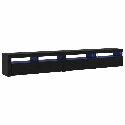 set TV ormara od 3 dijela s LED svjetlima crni hrast konstruirano drvo Cijena