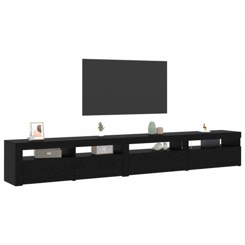 set TV ormara od 3 dijela s LED svjetlima crni hrast konstruirano drvo Cijena