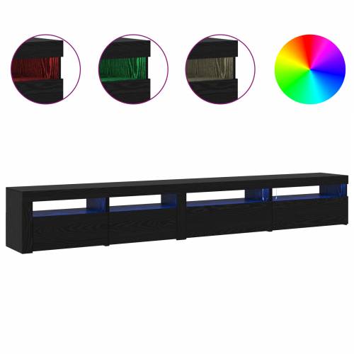 set TV ormara od 3 dijela s LED svjetlima crni hrast konstruirano drvo Cijena