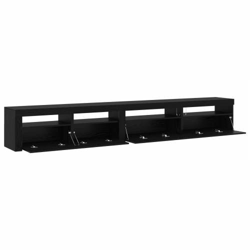 set TV ormara od 3 dijela s LED svjetlima crni hrast konstruirano drvo Cijena