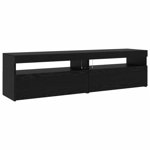 set TV ormara od 3 dijela s LED svjetlima crni hrast konstruirano drvo Cijena