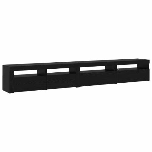 set TV ormara od 3 dijela s LED svjetlima crni hrast konstruirano drvo Cijena