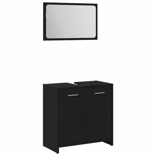 set namještaja za kupaonicu od 3 komada crna hrastovina konstruirano drvo Cijena