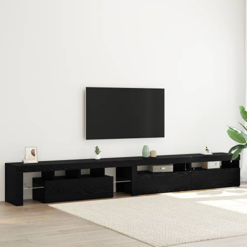 TV ormari 3 kom s LED svjetlima crni hrast konstruirano drvo Cijena