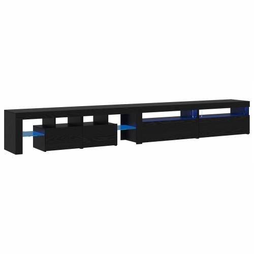 TV ormari 3 kom s LED svjetlima crni hrast konstruirano drvo Cijena