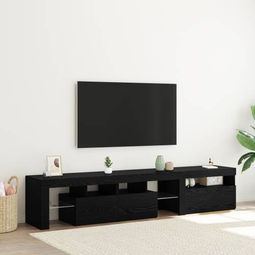 TV kabinetski set 2 kom s LED rasvjetom od crnog hrasta Cijena