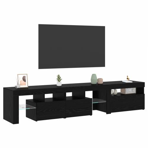 TV kabinetski set 2 kom s LED rasvjetom od crnog hrasta Cijena