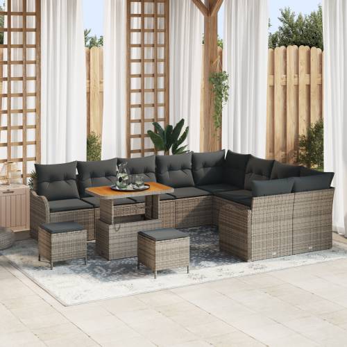 Set vrtnih sofa od 12 dijelova s jastučićima siva poli ratan acacia Cijena