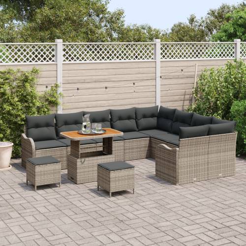 Set vrtnih sofa od 12 dijelova s jastučićima siva poli ratan acacia Cijena