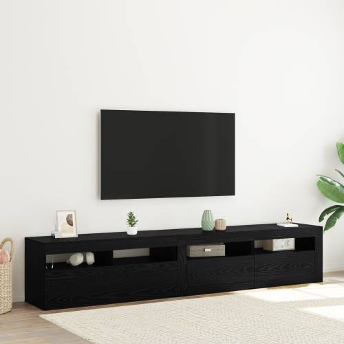 TV ormari 2 kom s LED lampicama Crni hrast Konstruirano drvo Cijena