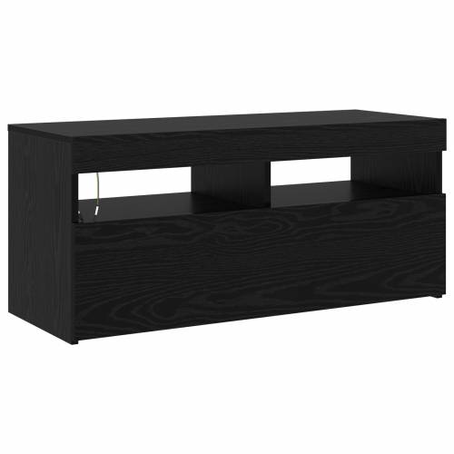 TV ormari 2 kom s LED lampicama Crni hrast Konstruirano drvo Cijena