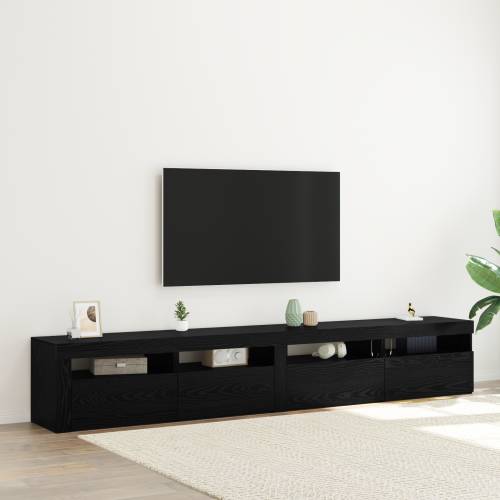3-dijelni set TV ormarića s LED svjetlima Crni hrast od inženjerskog drva Cijena