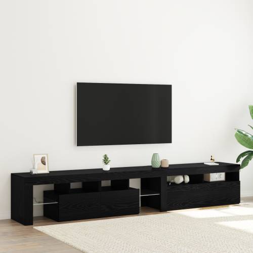 TV ormarići 2 kom s LED svjetlima Crni hrast Konstruirano drvo Cijena