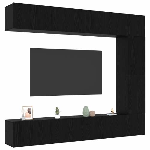 Set TV kabineta od 5 dijelova, zidno montiran, crni hrast, konstruirano drvo Cijena
