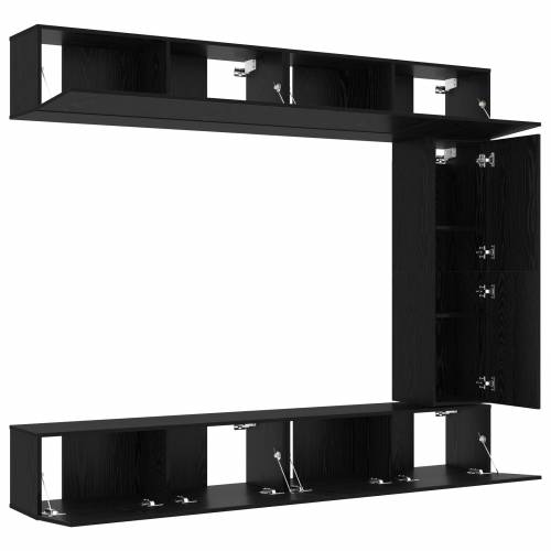 Set TV kabineta od 5 dijelova, zidno montiran, crni hrast, konstruirano drvo Cijena