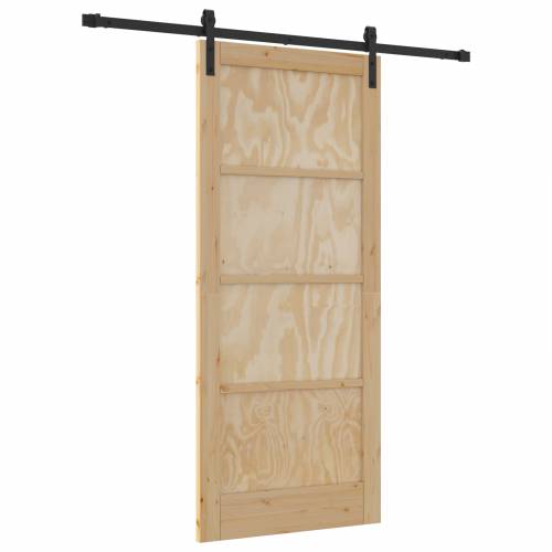 klizna vrata 86x198.5 cm Set od 2 Prirodna i crna Borovina, Metal Cijena