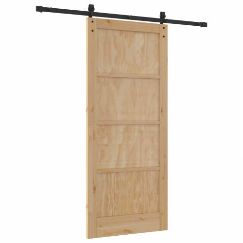 klizna vrata 86x198.5 cm Set od 2 Prirodna i crna Borovina, Metal Cijena