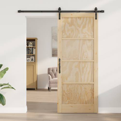 klizna vrata Set od 2 Prirodna i crna Čvrsta borovina 86 x 211 cm Cijena
