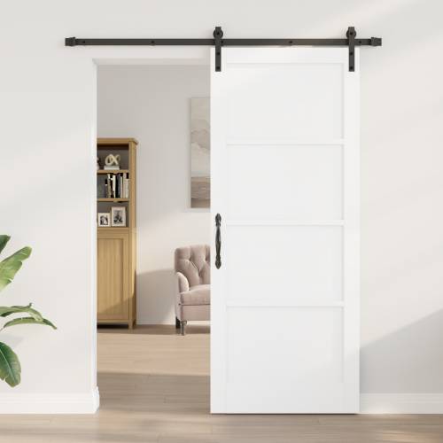 Klizna Vrata s Opremljenim Setom Bijela 86x211 cm Masivno Drvo Bor Cijena
