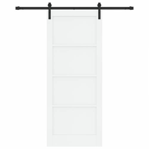 Klizna Vrata s Opremljenim Setom Bijela 86x211 cm Masivno Drvo Bor Cijena