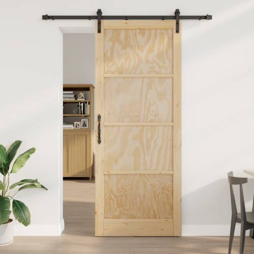 Klizna vrata s setom hardvera 93x232 cm od čvrstog drva borovine Cijena